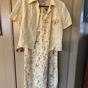 Vintage long flowered dress tank top w/jacket S 10